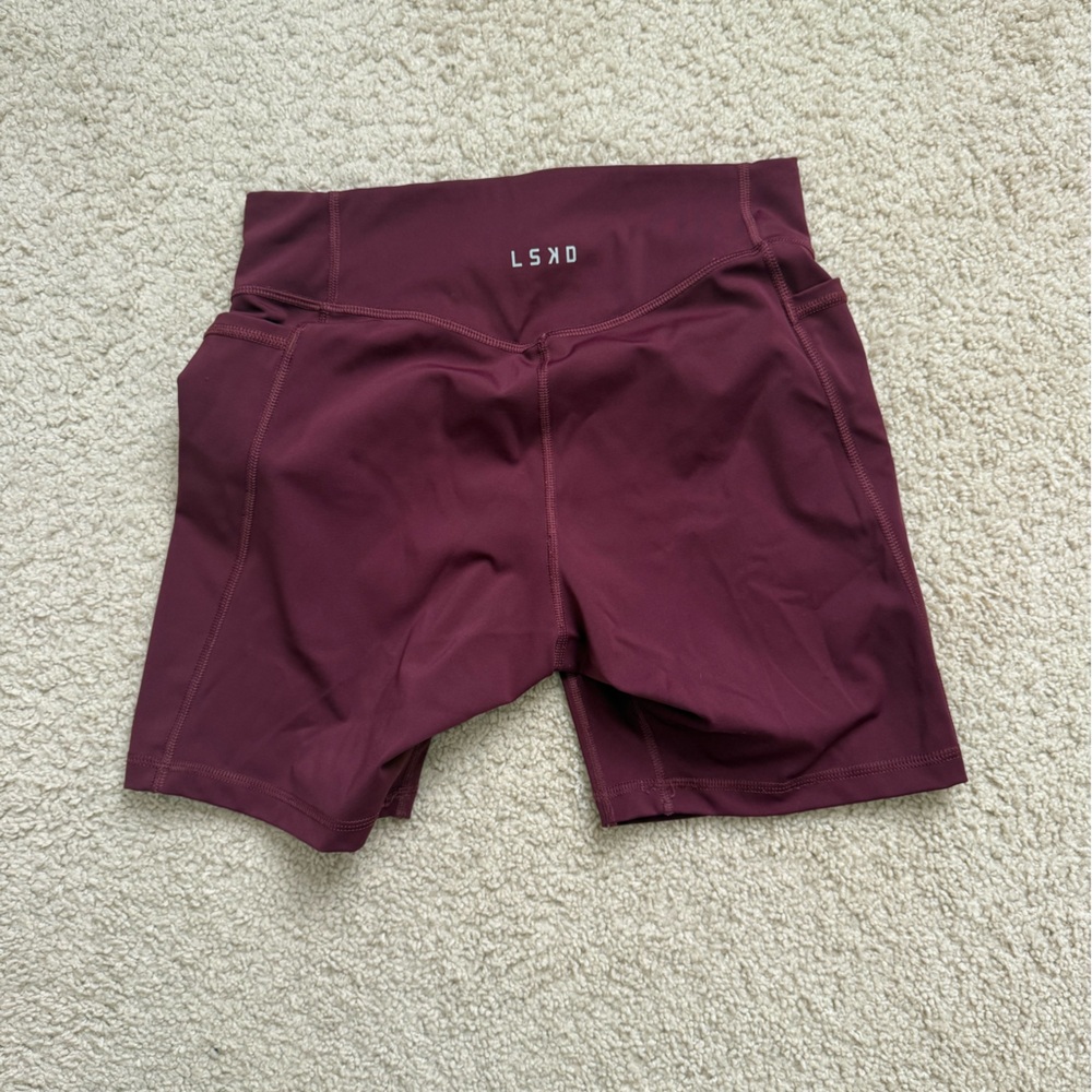 LSKD Women's Maroon Athletic Shorts - High-Waist Performance Fit